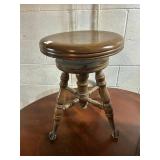 CLAW AND GLASS BALL FOOTED WOOD PIANO BENCH