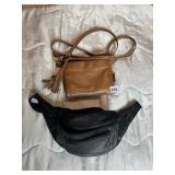 WILSONS LEATHER BLACK FANNY PACK AND SMALL BROWN