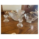 DECORATIVE GLASS SERVING BOWLS AND 3 GLASS