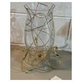 GOLD RAP DECORATED FOOTED CANDLE HOLDER