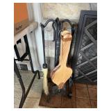IRON FIREPLACE TOOL HOLDER, TOOLS, BELLOWS