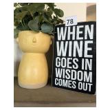 WINE BOX AND ARTIFICIAL PLANT IN VASE