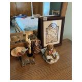PEWTER BEARS, ANGEL FIGURINES, CANDLE, MINI HAT