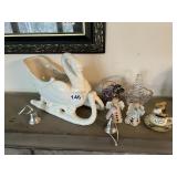 CERAMIC SWAN PLANTER, MINI CRYSTAL BRIDAL BASKET,