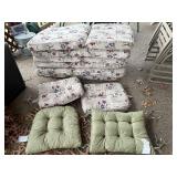 OUTDOOR CHAIR CUSHIONS, 6 DOUBLE CUSHIONS, ONE