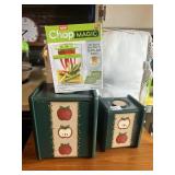 2 WOOD APPLE CANISTERS, NEW CHOP MAGIC IN BOX