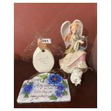 ANGEL FIGURINES AND HANGING PLAQUE