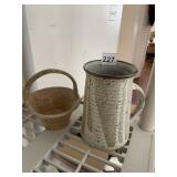 GLAZE POTTERY PITCHER AND BASKETBALL SIGNED ON