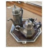 GORHAM PEWTER TEA SET 2 POTS AND CREAMER AND