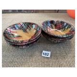 MAHOGANITE 6 HAND INLAID SERVING BOWLS