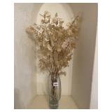 UNUSUAL GLASS VASE WITH DRIED FLOWERS