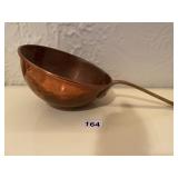 COPPER ROUND BOWL WITH BRASS HANDLE