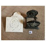 CAST LETTER HOLDER AND TIN LETTER HOLDER