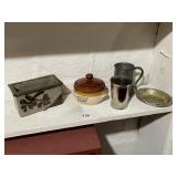 PEWTER STEIN BATHROOM SOAP DISH AND CUP HOLDER,