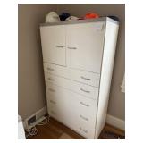 WHITE DRESSER WITH 2 DOOR TOP FOR EASY CLOTHING