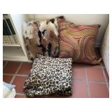 ANIMAL PRINT BLANKET SOFT FAUX FUR PILLOW