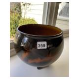 GLAZED POTTERY PLANTER SM. CHIP ON INSIDE EDGE