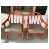 TWO MID CENTURY MODERN ORANGE CAST ALUMINUM
