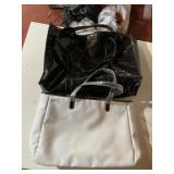 SAKS 5TH AVE TOTE WHITE, AND BLACK VINYL TOTE