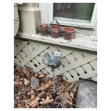 BIRD ON STAND AND 3 SM. PLANTERS