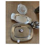 PEWTER AND HAMMERED ALUMINUM SERVING PIECES