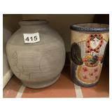 1968 SIGNED PRICE VASE HAS A CHIP AND WOMAN W/