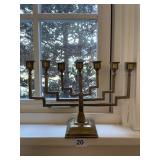 VINTAGE BRASS MENORAH 8.5" H X 12" W ETCHED