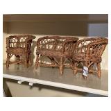 WICKER DOLL SET LOVE SEAT AND TWO CHAIRS