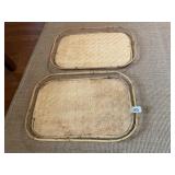 TWO BAMBOO SERVING TRAYS