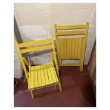 2 YELLOW WOOD SLAT BASE CHAIRS