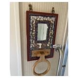WALL MIRROR HAS CRACK ON EDGE W/ TOWEL HOLDER