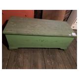 VINTAGE GREEN WOOD BLANKET CHEST
