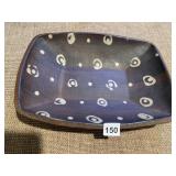 MCM GLAZED POTTERY BOWL STAMPED RJ ON BACK 10" X