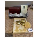 ARTHUR COURT PEWTER CRACKER DISH AND 3 GOLD