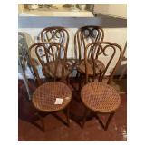 4 FENT WOOD BACK CANED CHAIRS