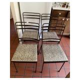 CAST IRON CHAIRS W/ SNAKESKIN PATTERN UPHL. SET