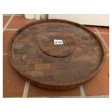 SOLID WOOD LAZY SUSAN, HAND PAINTED SERVING TRAY