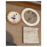 8" X 8" MARBLE, ROUND ORIENTAL WOMAN, BALLERINA