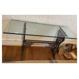 ORNAMENTAL BASE GLASS TOP TABLE 28 INCHES HIGH X