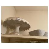 GLAZE CERAMIC PEDESTAL CAKE PLATE AND DIVIDED