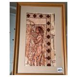 SHOWER PIECE ON FABRIC BY LAURICE BASS  14" W X 21