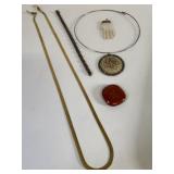 GOLD TONE CHAIN EYEGLASS STRAP RED JASPER STONE