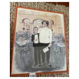 EUROPEAN CHEF PRINT SIGNED JAK FRAMED UNDER GLASS