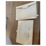 19 INCH OVAL GLASS SERVING TRAY AND 20 INCH