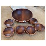 CANADIAN BIRCH SALAD BOWL W/ 6 SERVING BOWLS