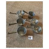 CONWALL PEWTER 6 MEASURING CUPS