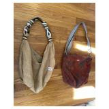 2 PURSES TARNISH ONE TAN, COLE GRAY HANDLE W/