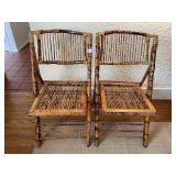 PAIR OF CURVED BACK BAMBOO FOLDING CHAIRS