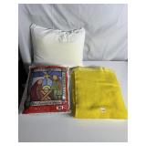 YELLOW BLANKET WITH SATIN TRIM, 50X60 CHRISTMAS