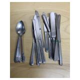 UNMATCHED KNIVES & SPOONS SIVER PLATE